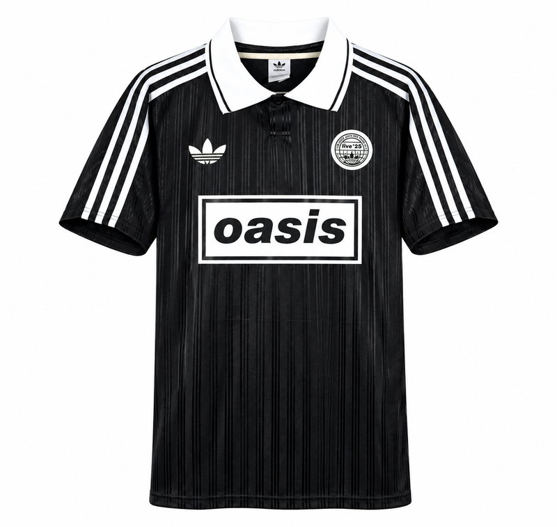 Camiseta Oasis X Adidas Tour 3 Rayas Negra