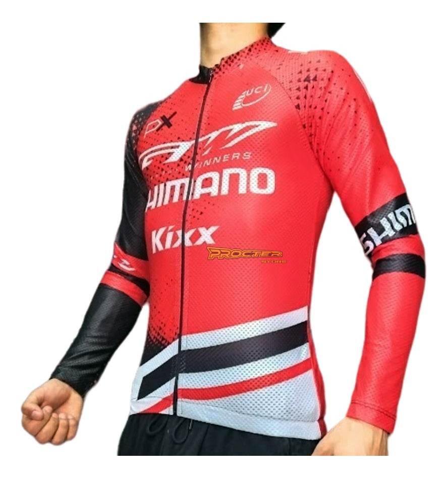Jersey Ciclismo Maillot Manga Larga Ruta Mtb Colombia Camisa Rojo GWShimano S