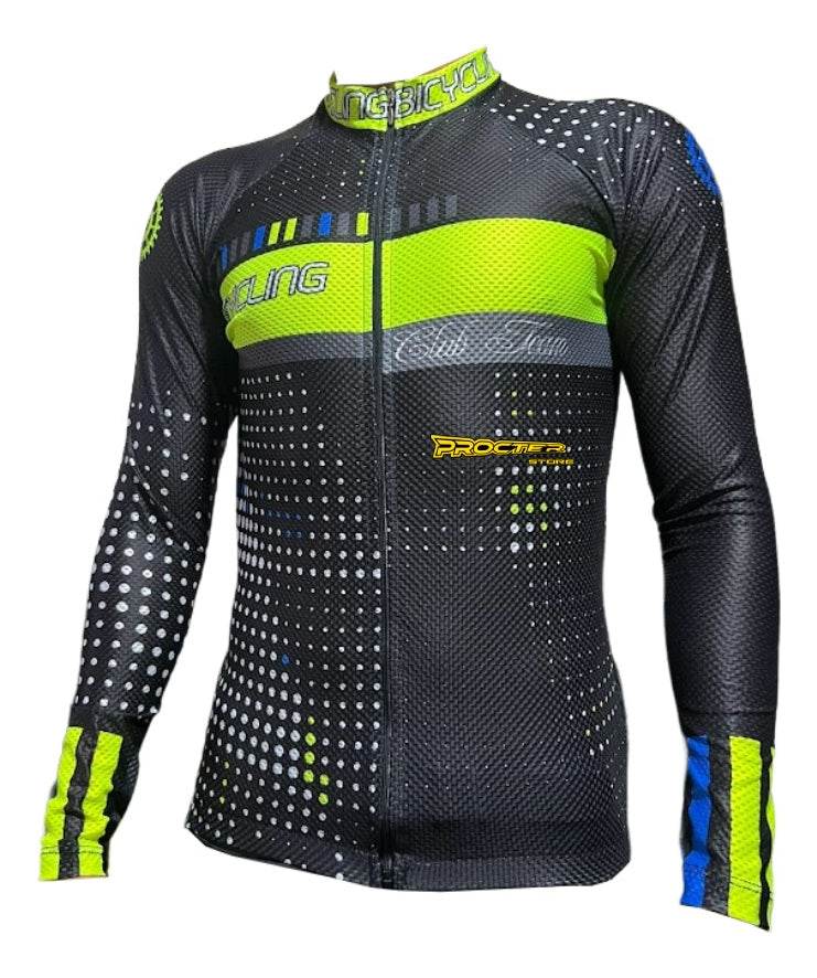 Jersey Ciclismo Maillot Manga Larga Ruta Mtb Colombia Camisa Negro BC Neon S
