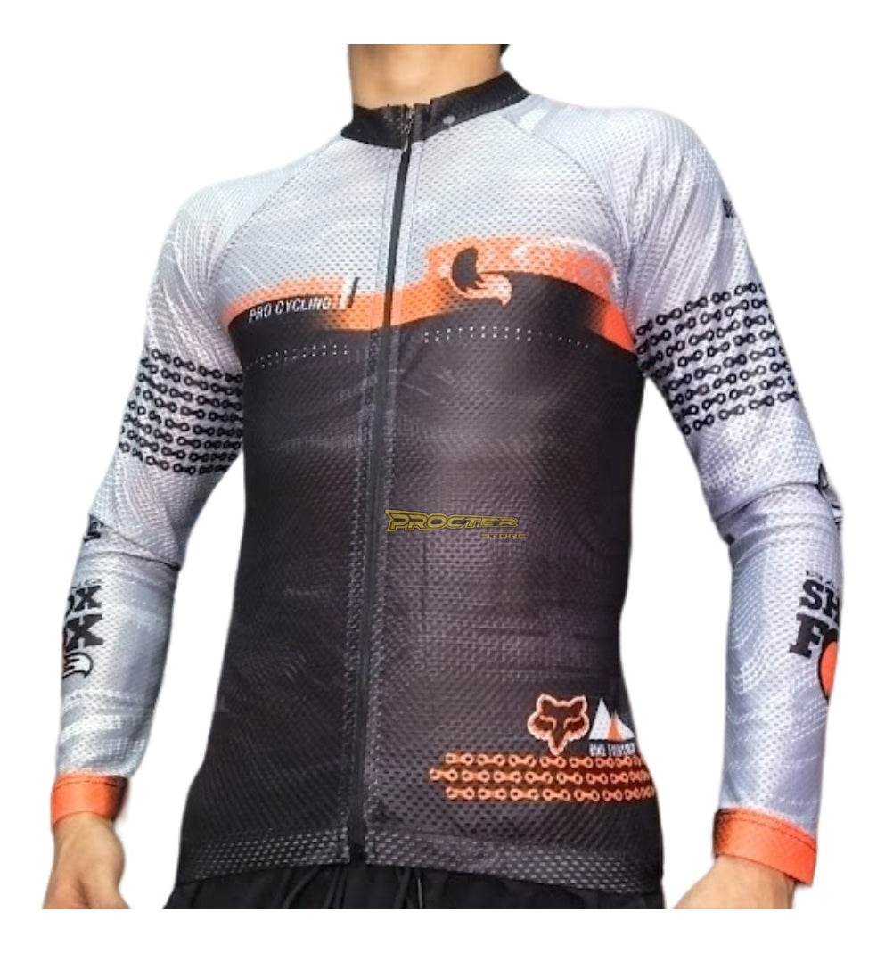 Jersey Ciclismo Maillot Manga Larga Ruta Mtb Colombia Camisa Negro Gris