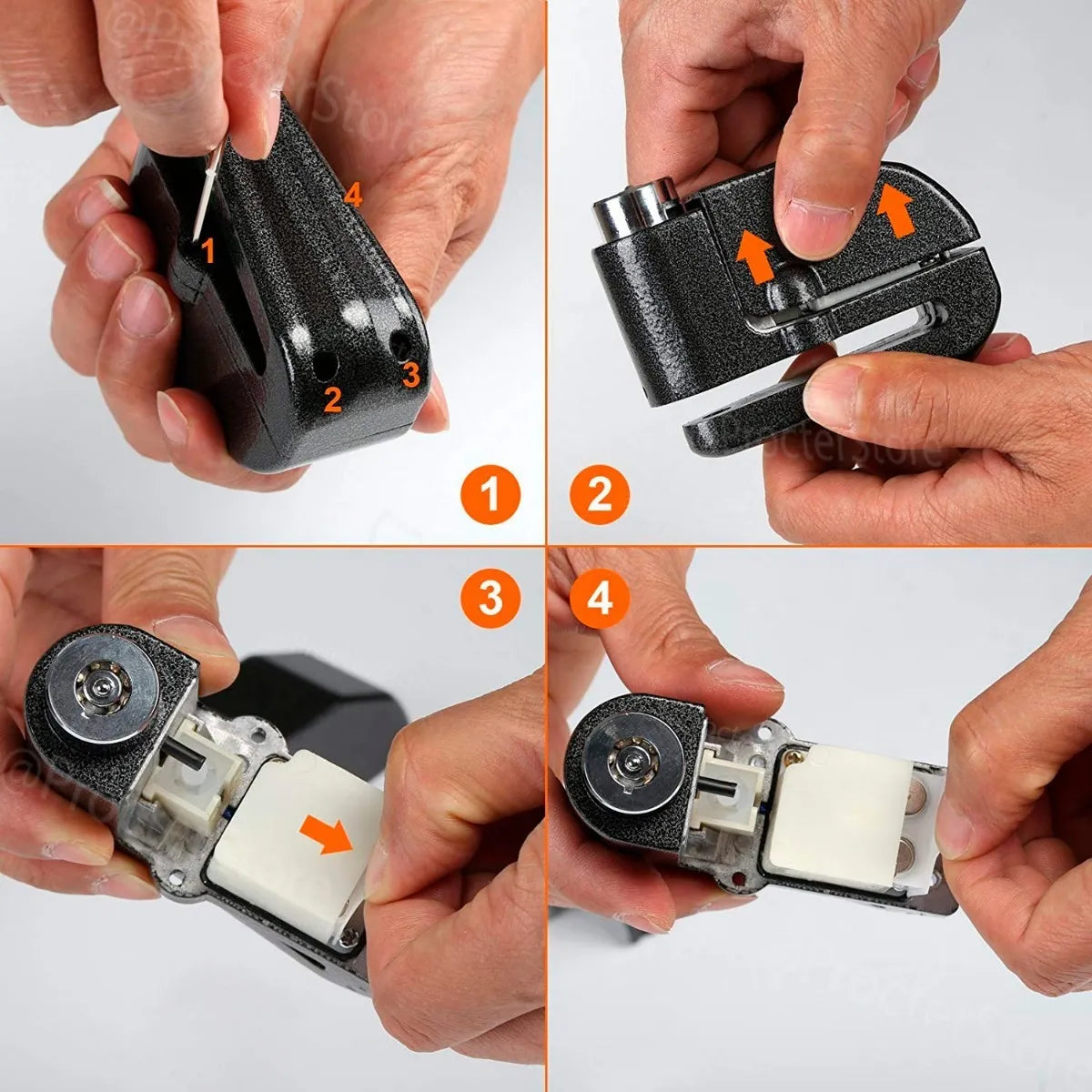 Candado Moto Alarma Freno De Disco Cromado3