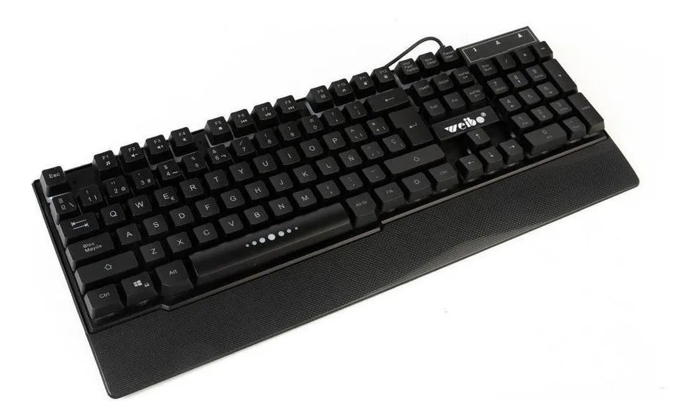 Teclado Gamer Weibo Wb-100 Qwerty Color Negro Con Luz Rgb1