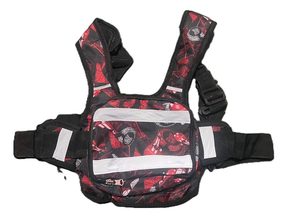 Chaleco Con Cinturón De Seguridad Moto Niñas Y Niños Rojo Negro