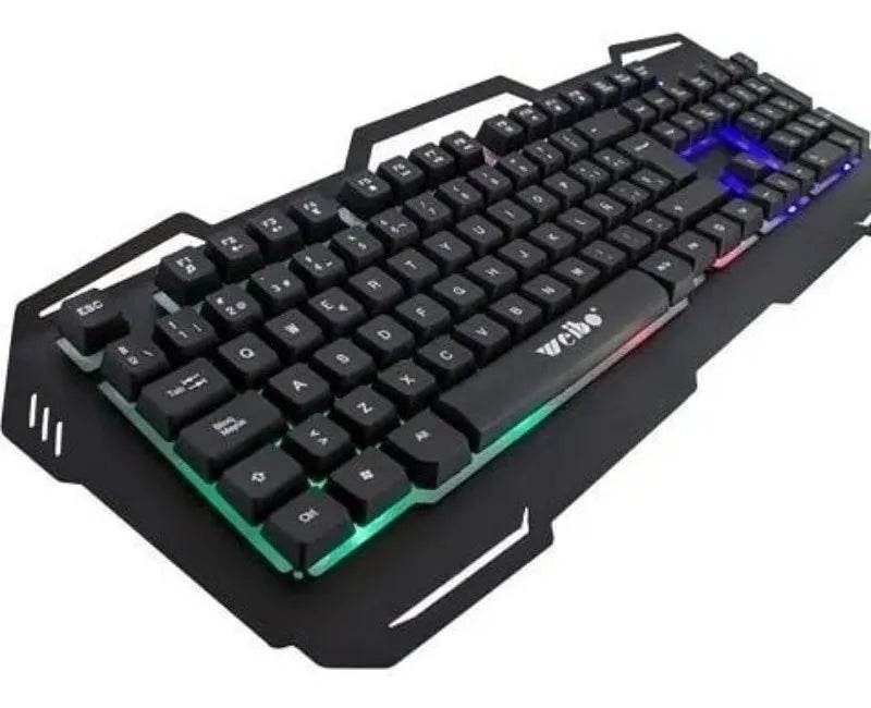 Teclado Gamer Weibo Wb-539 Qwerty Español Con Luz 3 Colores