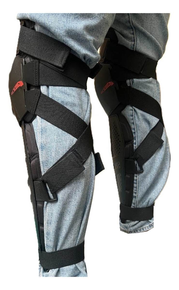 Rodilleras Canilleras Protección Motociclista Con Ajuste Pin