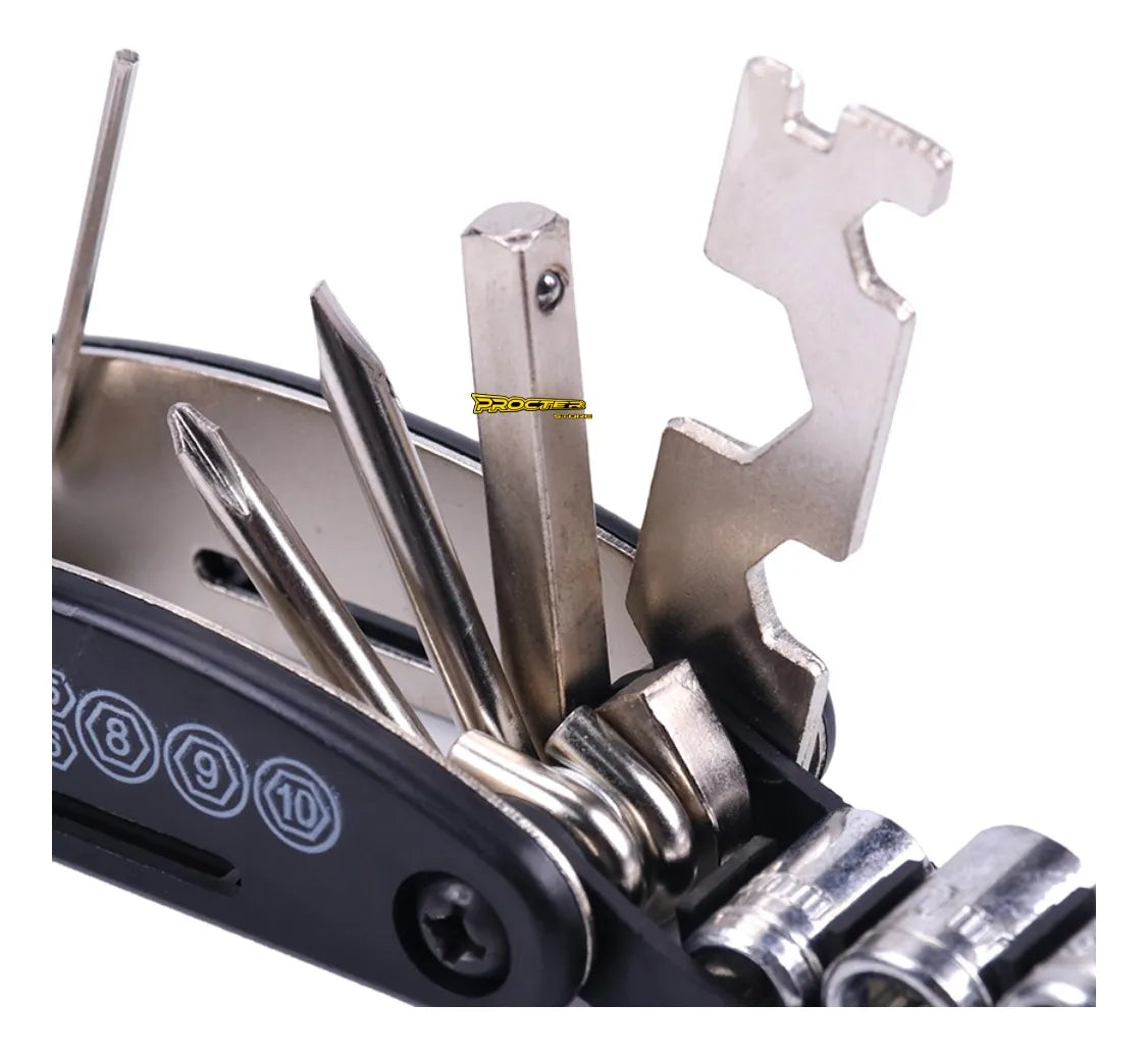 Kit De Herramientas Para Bicicleta 16 Funciones Llaves Copas5