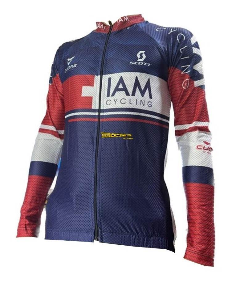 Jersey Ciclismo Maillot Manga Larga Ruta Mtb Colombia Camisa Azul Rojo IAM