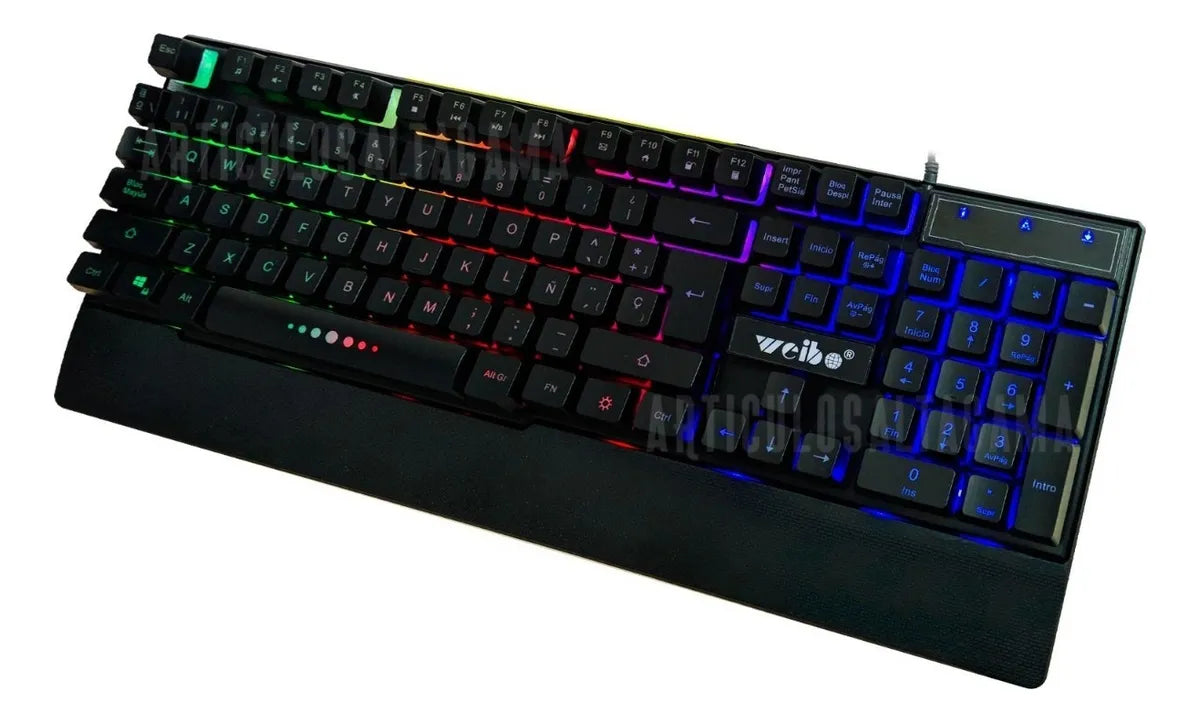 Teclado Gamer Weibo Wb-100 Qwerty Color Negro Con Luz Rgb2