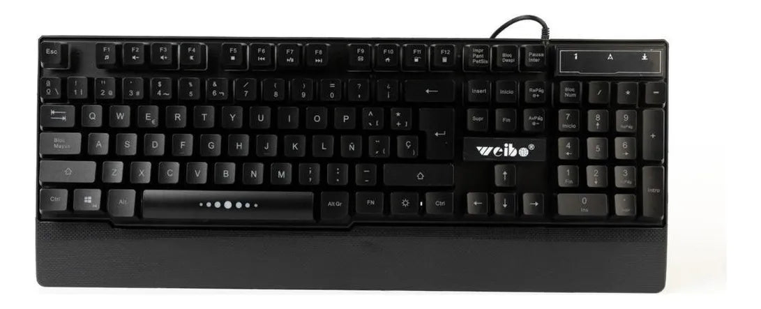Teclado Gamer Weibo Wb-100 Qwerty Color Negro Con Luz Rgb0