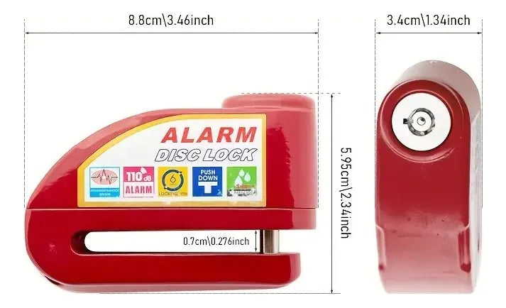 Candado Freno De Disco Con Alarma Para Moto O Bicicleta Inox6
