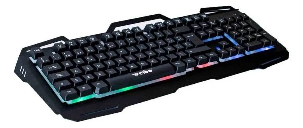Teclado Gamer Weibo Wb-539 Qwerty Español Con Luz 3 Colores