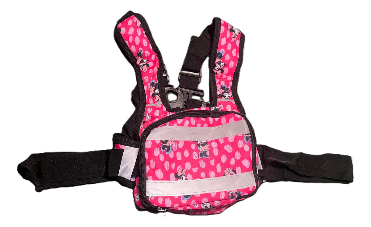 Chaleco Con Cinturón De Seguridad Moto Niñas Y Niños Rosado Minnie