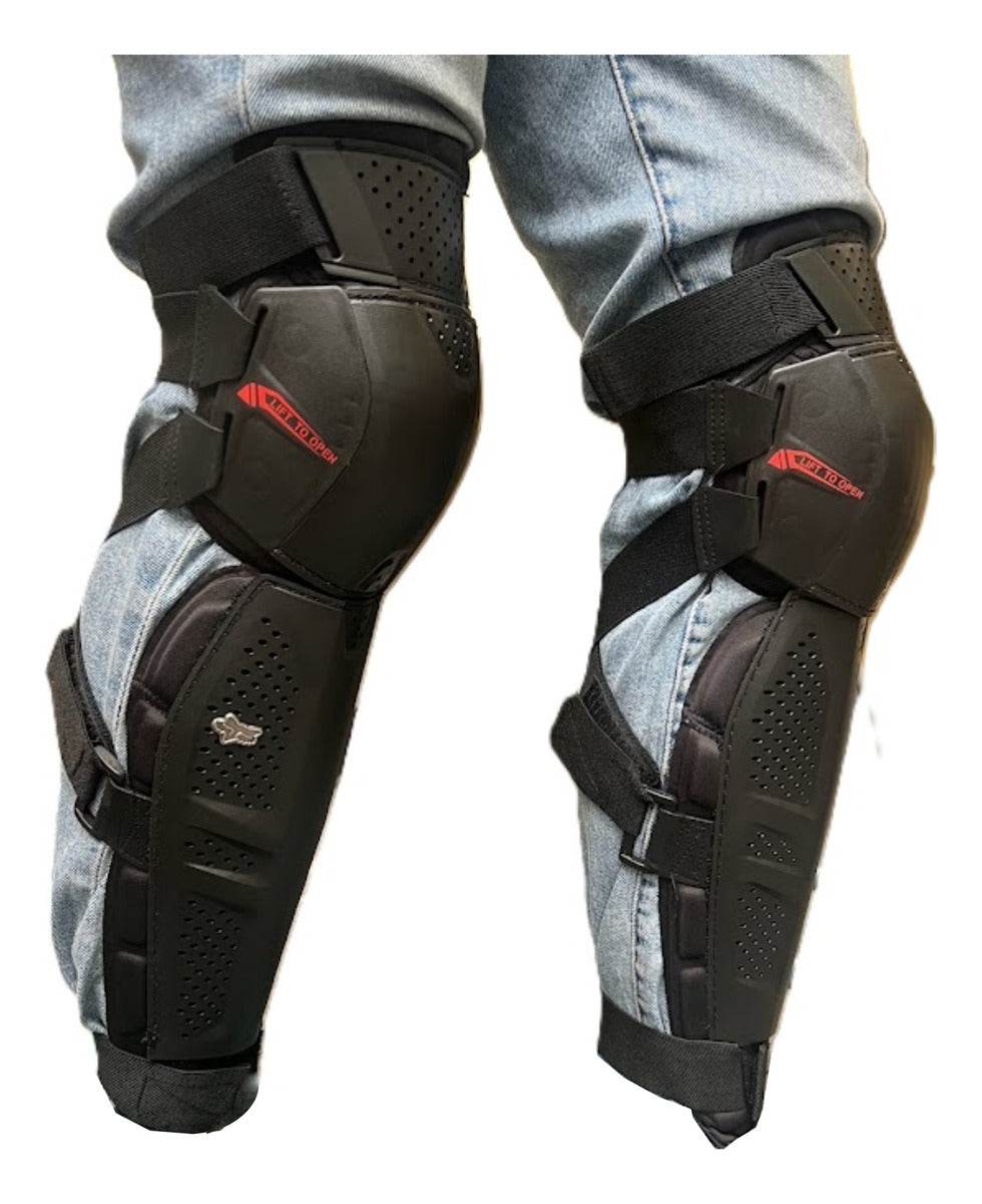 Rodilleras Canilleras Protección Motociclista Con Ajuste Pin