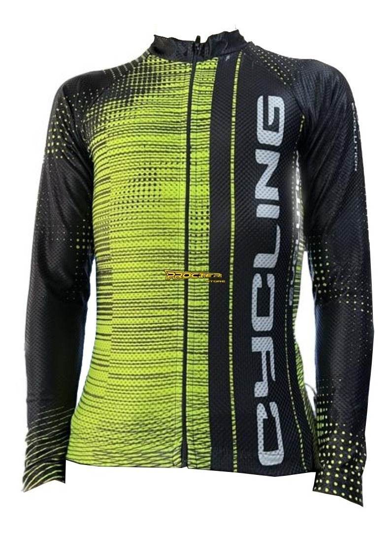 Jersey Ciclismo Maillot Manga Larga Ruta Mtb Colombia Camisa Negro Neon Cycling M
