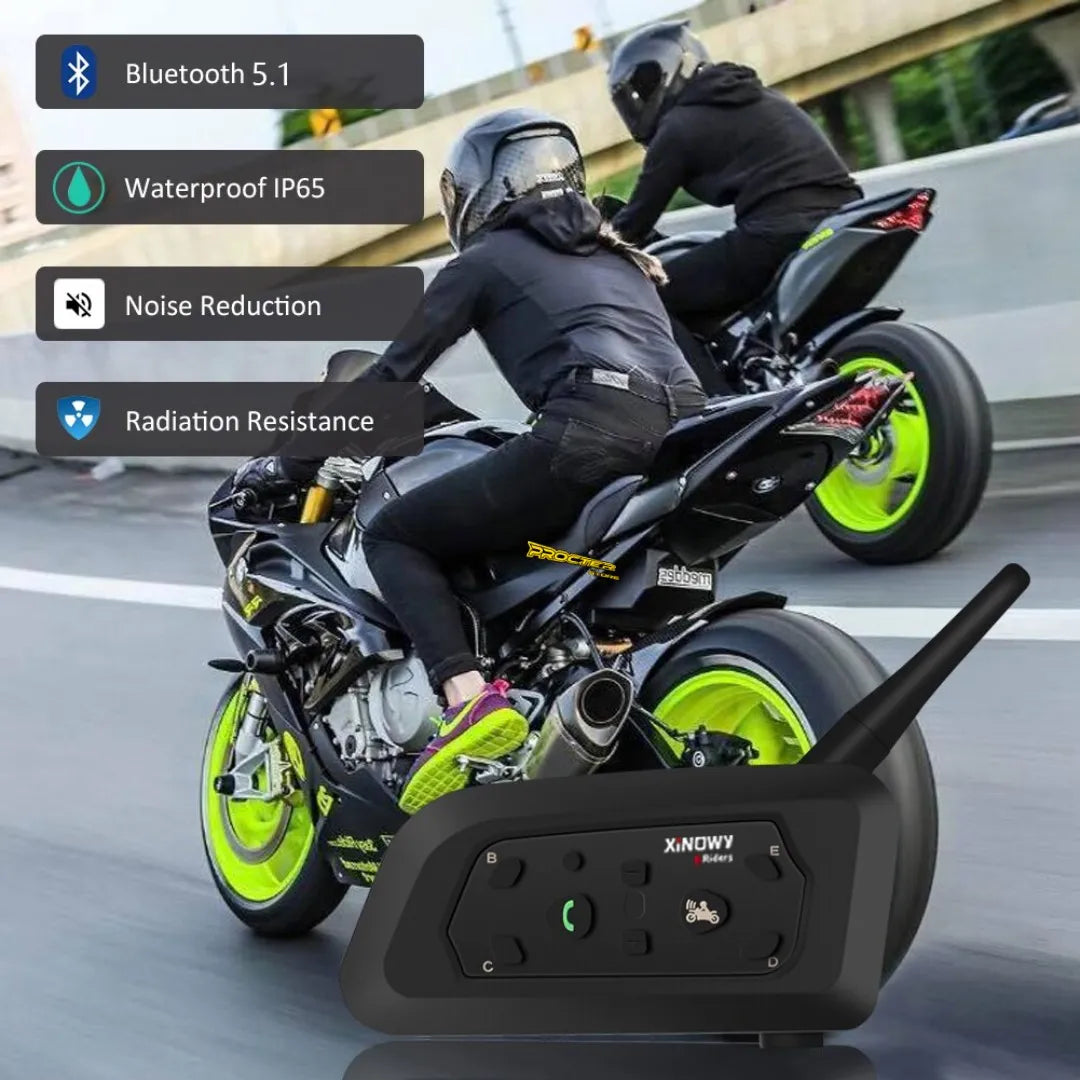 Par 2 Intercomunicador Moto Manos Libres Casco V6 Pro 1200m2