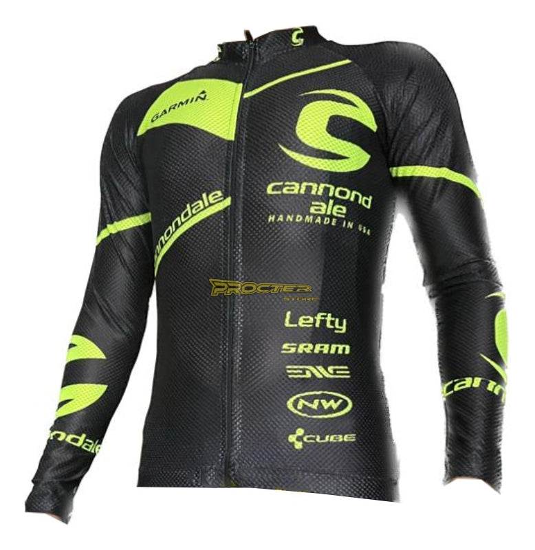 Jersey Ciclismo Maillot Manga Larga Ruta Mtb Colombia Camisa Negro Neon Cannondale