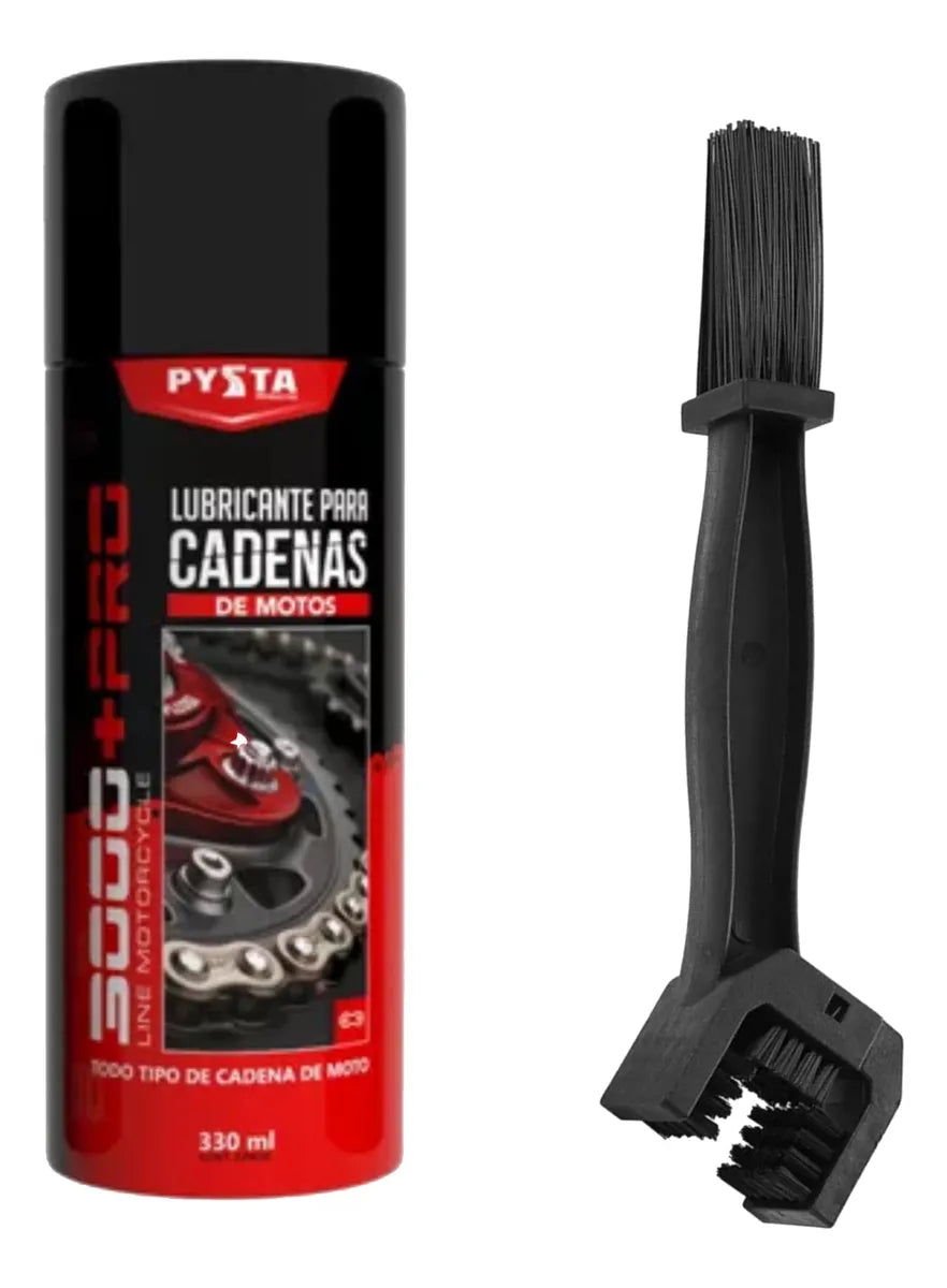 Kit Lubricante De Cadena Para Moto Pysta 330ml Y Cepillo0