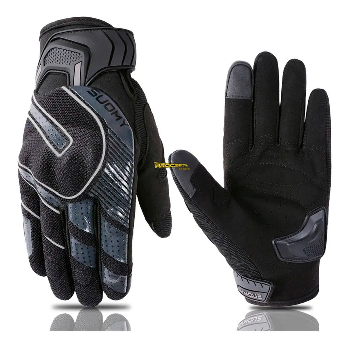Guantes Táctiles Con Protección Reflectivo Suomy Gris negro