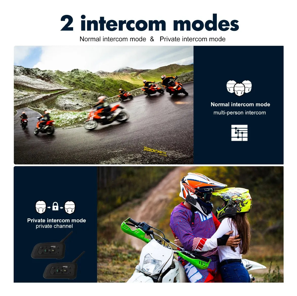 Par 2 Intercomunicador Moto Manos Libres Casco V6 Pro 1200m5
