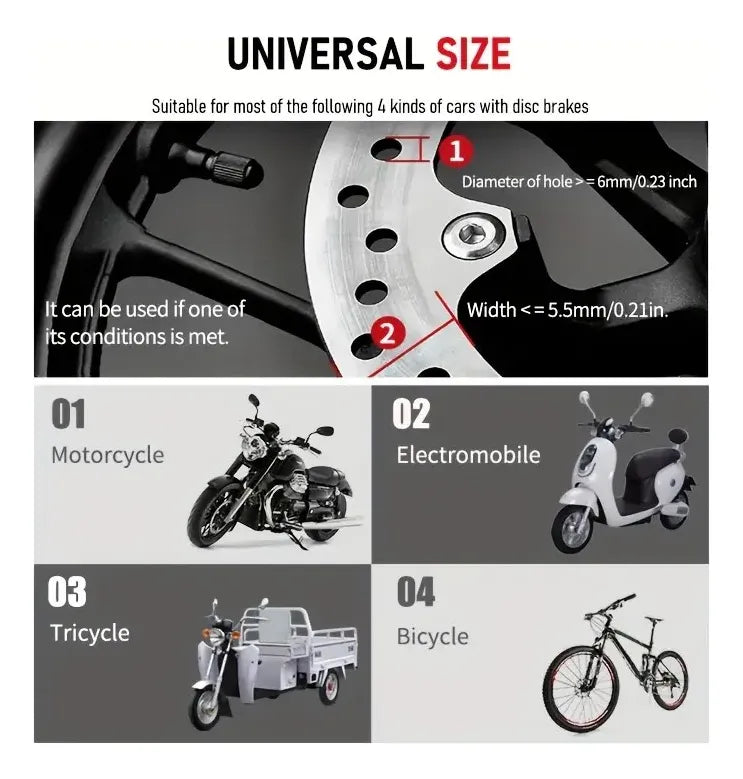 Candado Freno De Disco Con Alarma Para Moto O Bicicleta Inox4