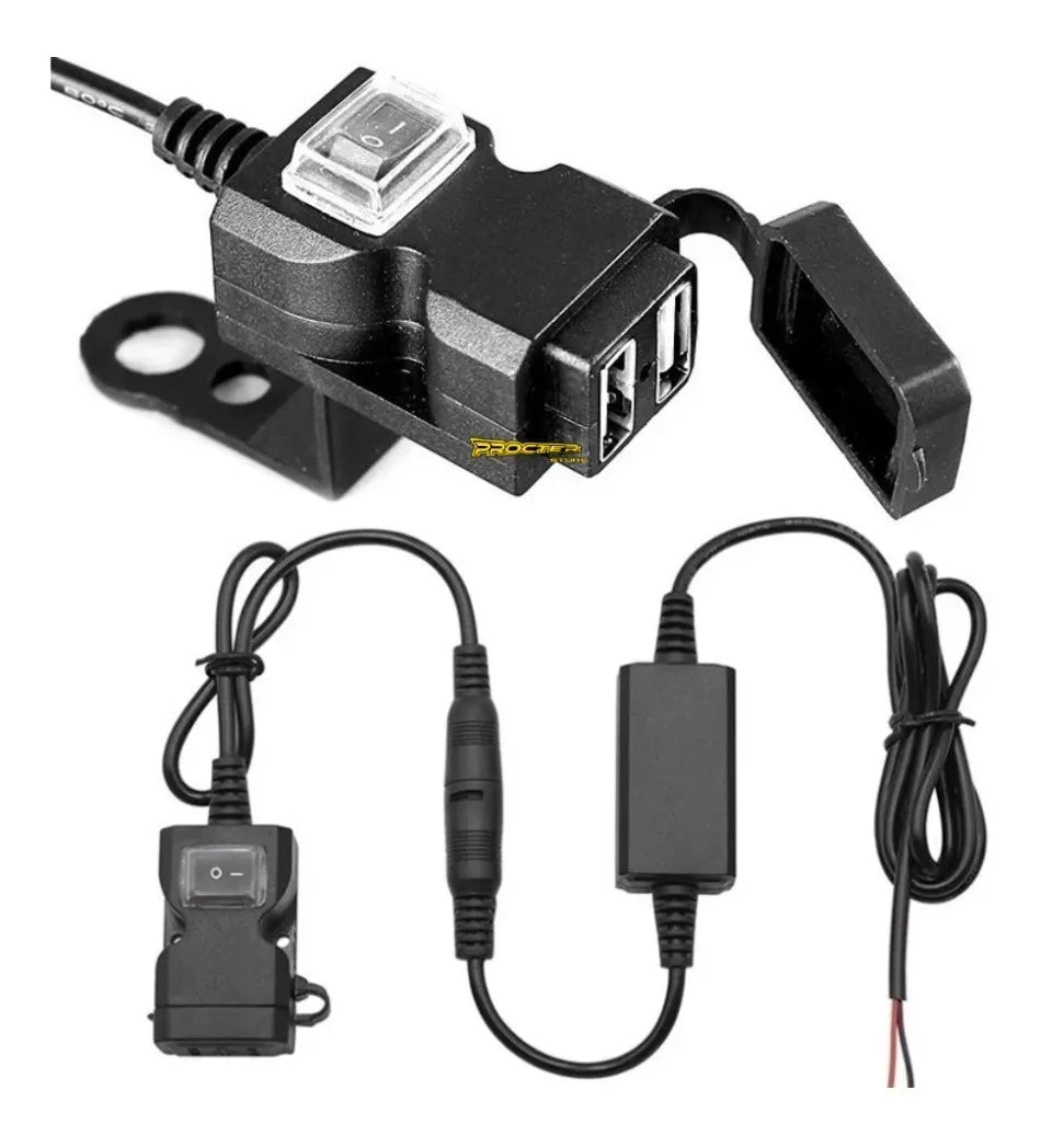 Cargador Moto Doble Puerto Usb Impermeable Con Switch0