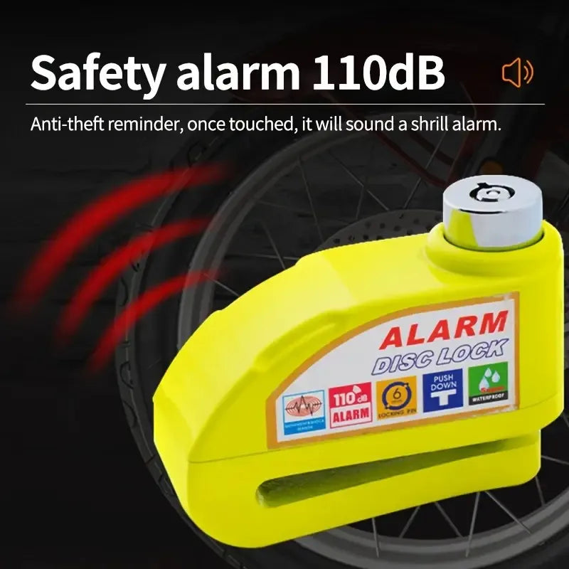Candado Freno De Disco Con Alarma Para Moto O Bicicleta Inox1