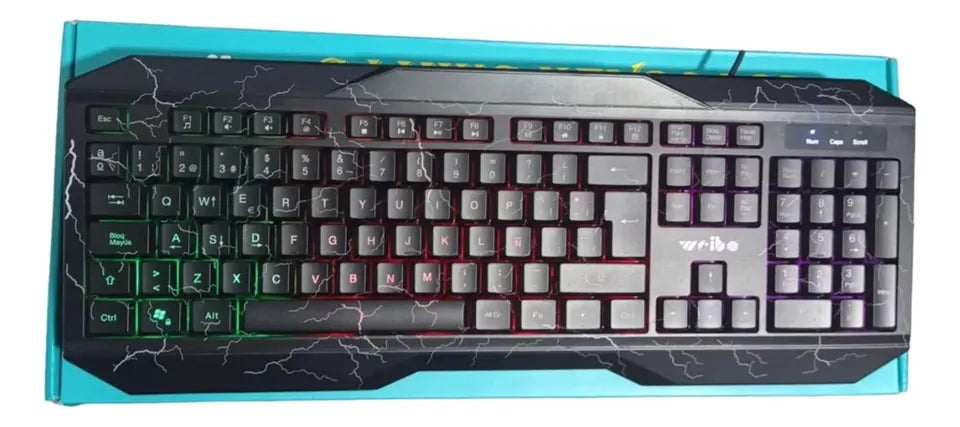 Teclado Gamer Luz Multicolor Usb Trueno- Teclado En Español Color del teclado Negro1