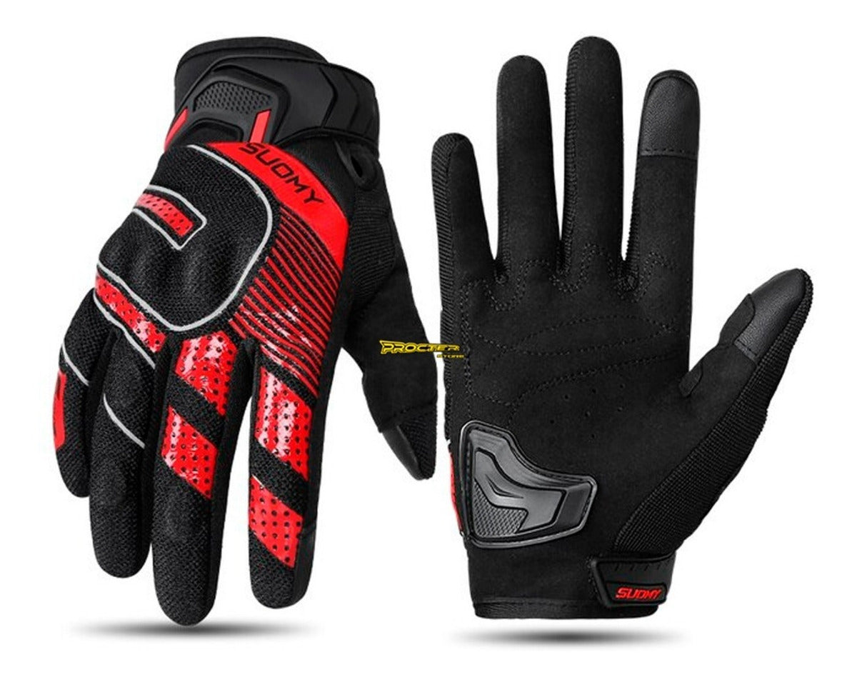 Guantes Táctiles Con Protección Reflectivo Suomy Rojo Negro