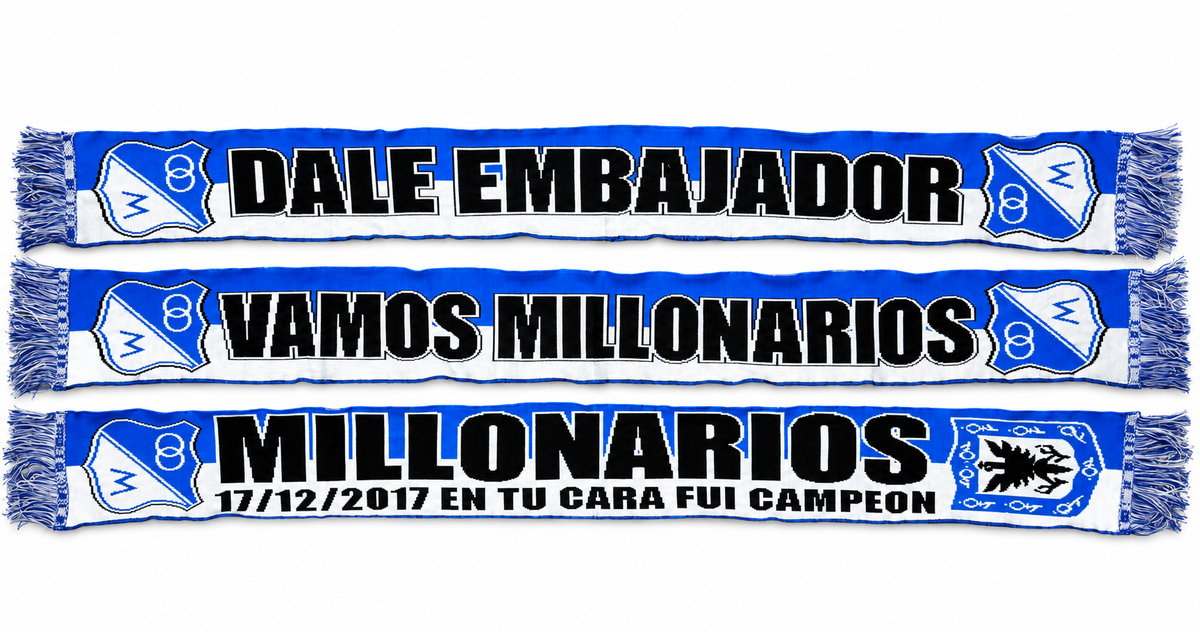 bufanda Millonarios FC para fanático del fútbol colombiano