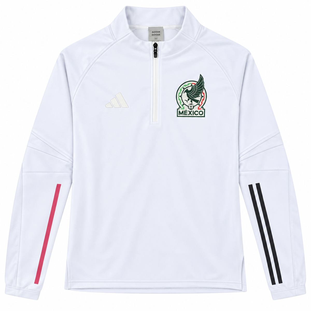 Buzo de entrenamiento de la Selección de México blanco con medio cierre y escudo a color