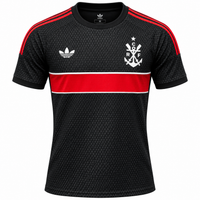 Camiseta retro del Flamengo negra con franja roja y blanca al pecho y el ancla CRF