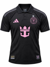 Camisa visitante do Inter Miami 2026 preta com gola polo e logos em rosa