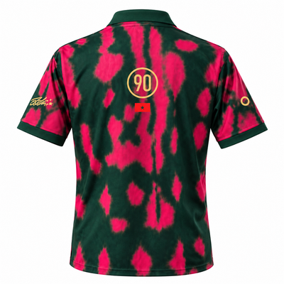 Back of the Morocco Total 90 jersey with the gold 90 logo and the Moroccan flag