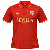 Camiseta polo roja del Sevilla con SEVILLA DESDE 1890 en dorado y cuello con botones