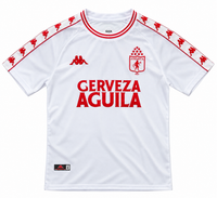 Front of the white América de Cali 2000 retro jersey by Kappa, with red Cerveza Águila and Kappa tape on the shoulders