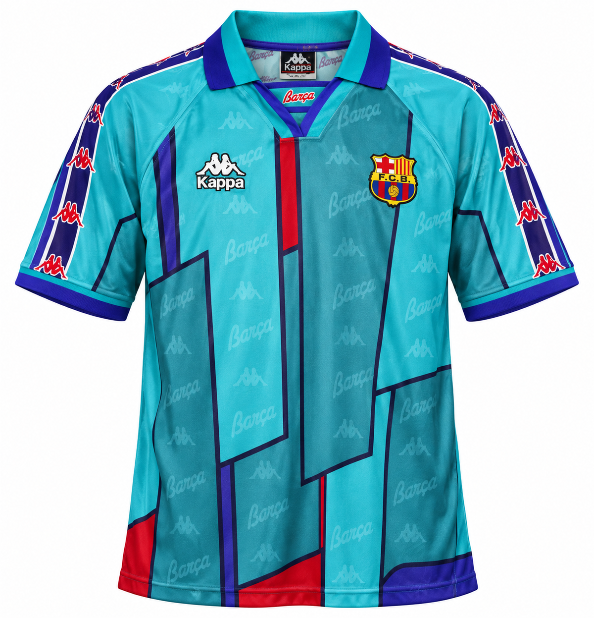 Camiseta retro FC Barcelona 1996-1997 turquesa, frente