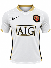 Camisa retrô Manchester United 2006-07 visitante branca com AIG