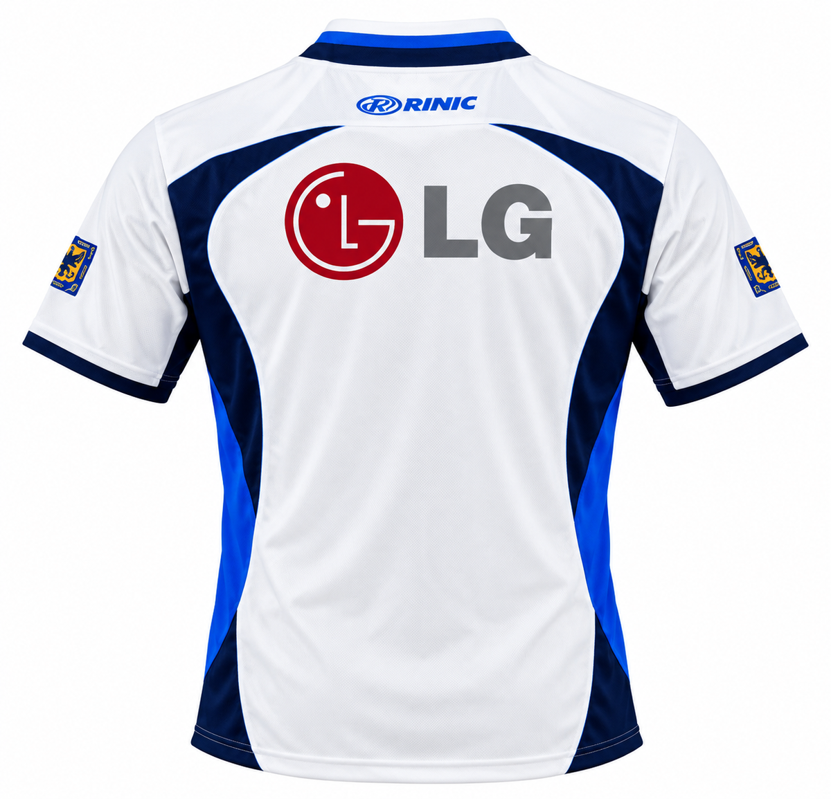 Espalda de la camiseta retro blanca de Millonarios 2003 con LG