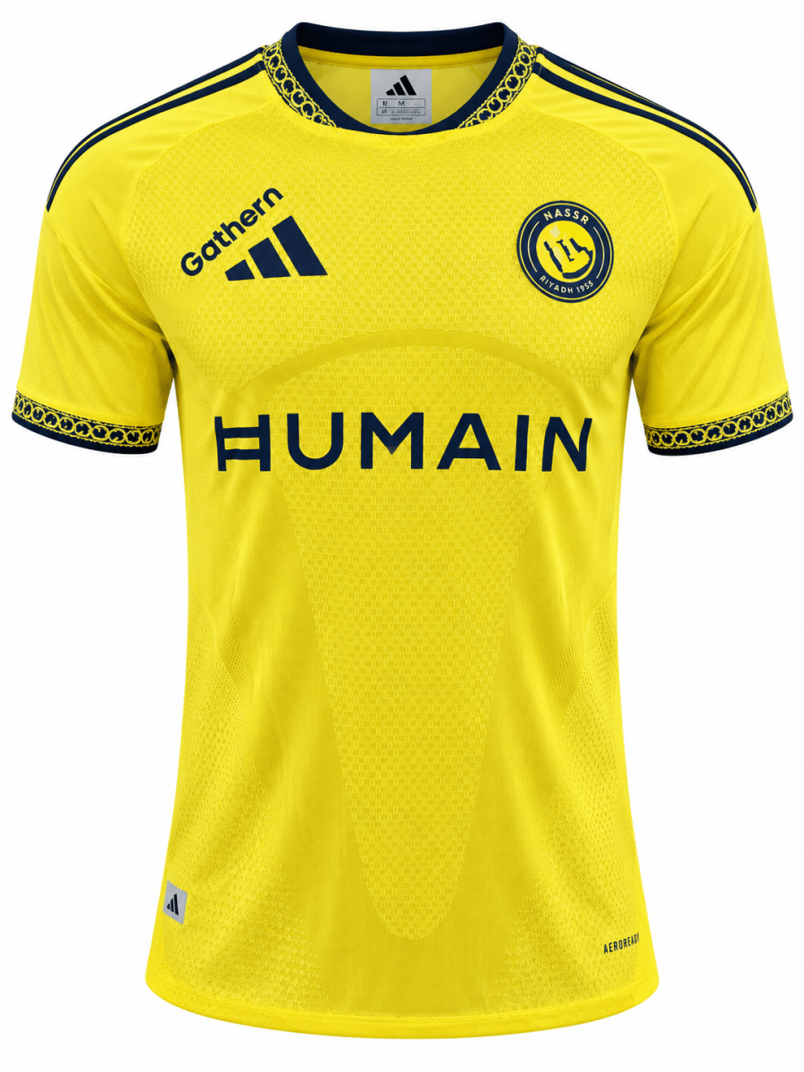 Al Nassr 26-27 jersey with heat-pressed crest and logos