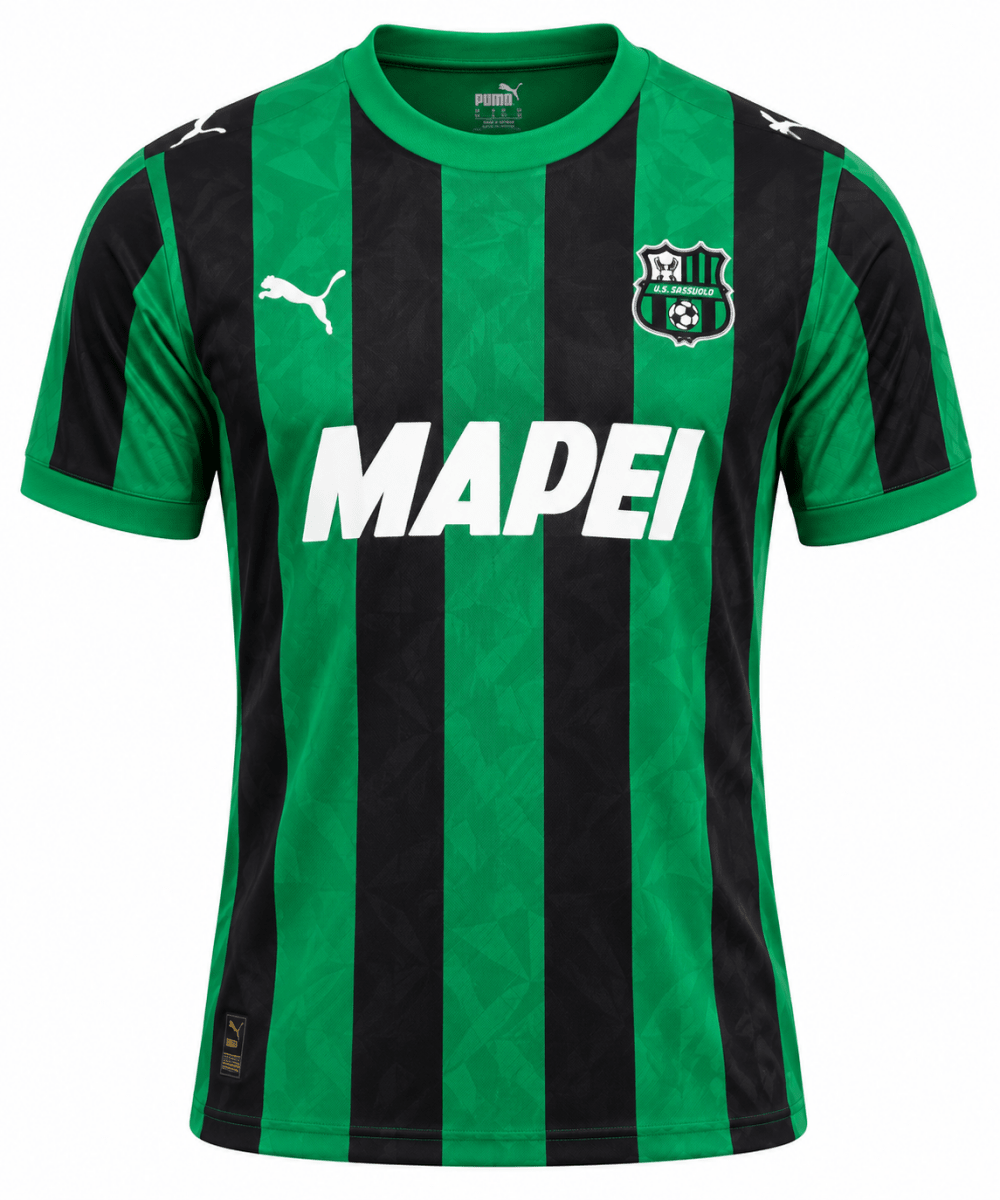 camisa titular do Sassuolo 26-27 com escudo e logos termocolados