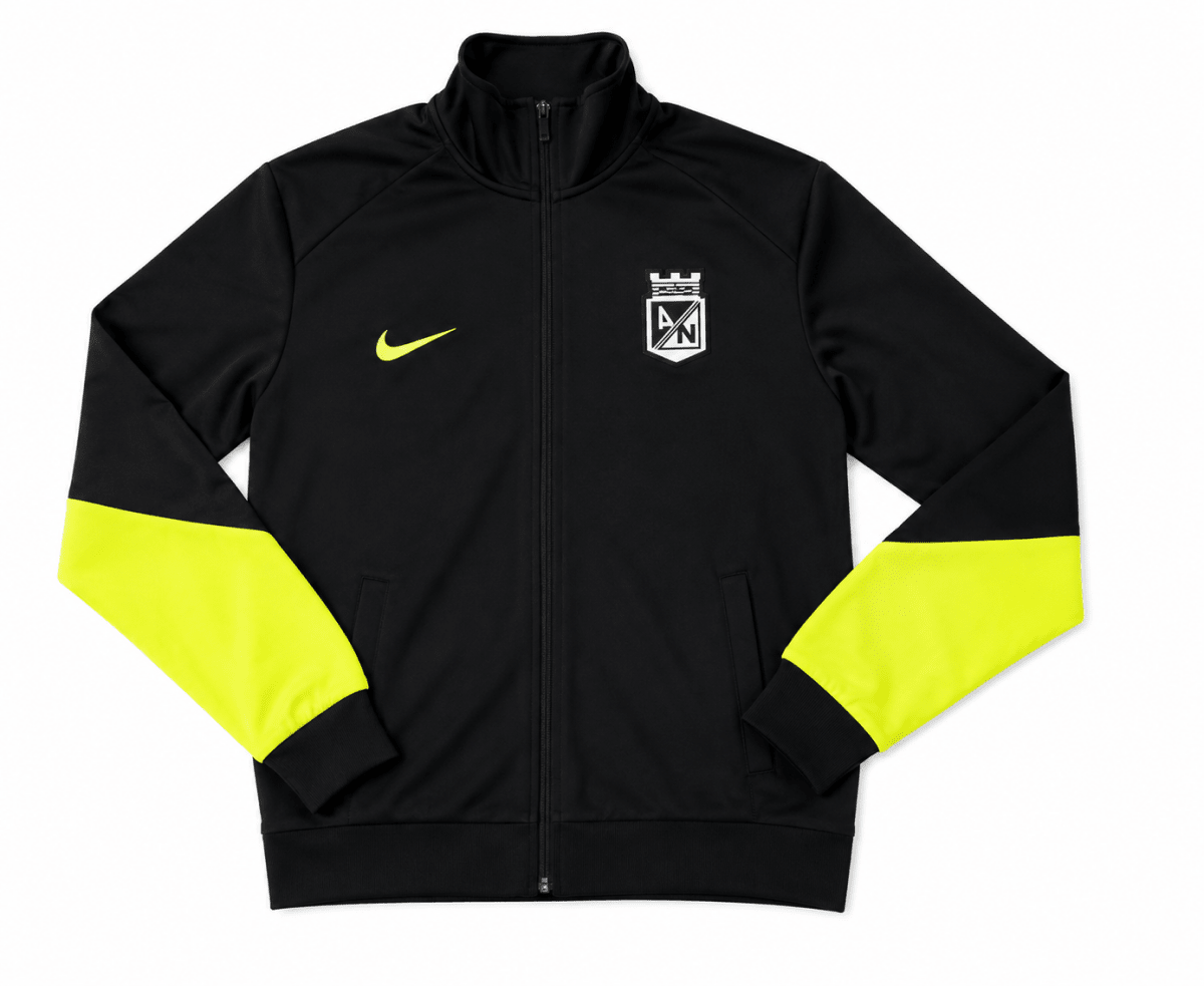 Chaqueta Atlético Nacional Nike Negra con detalles amarillo neón