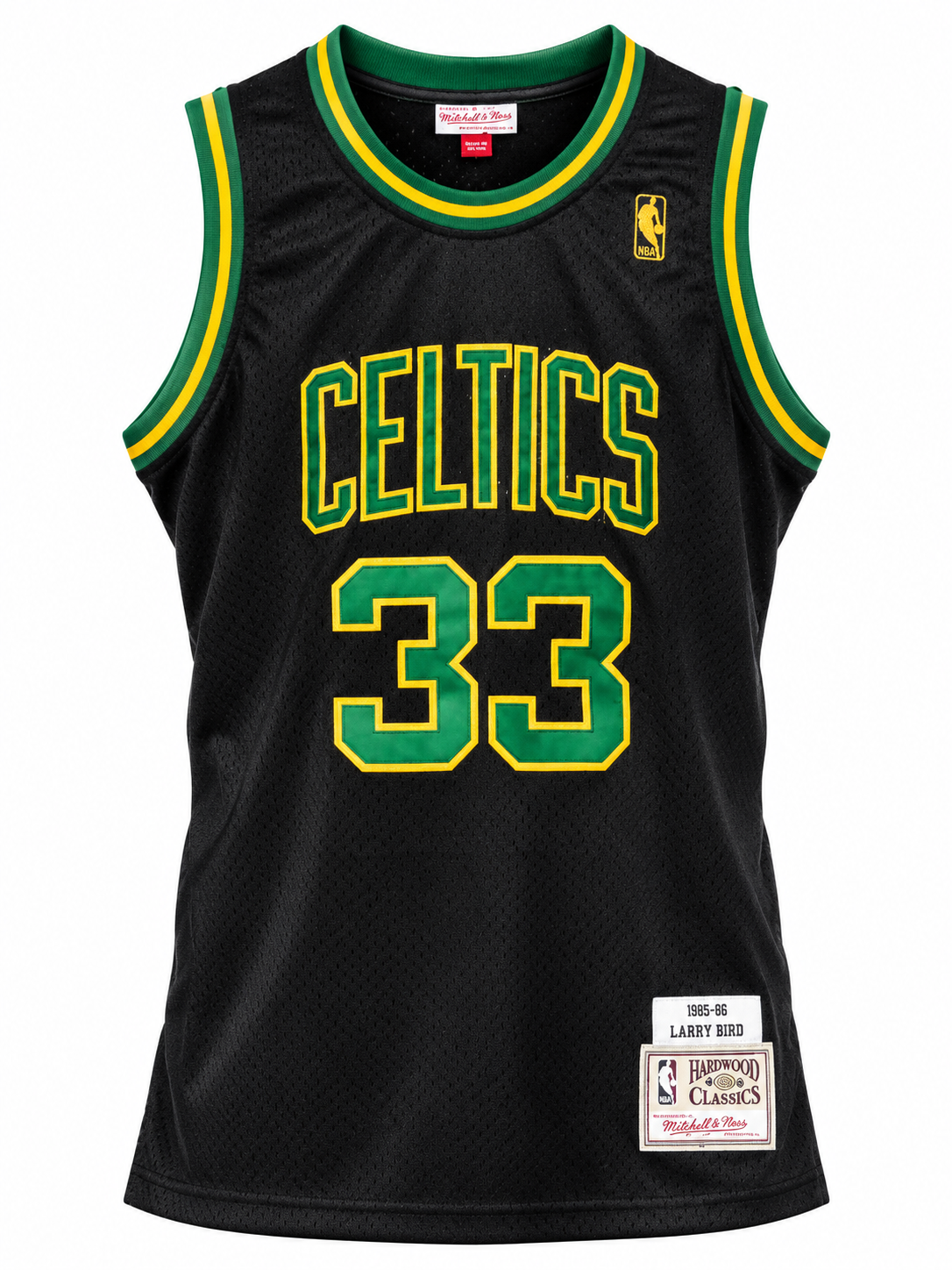 Esqueleto negro de Boston Celtics con el 33 de Larry Bird, sin mangas