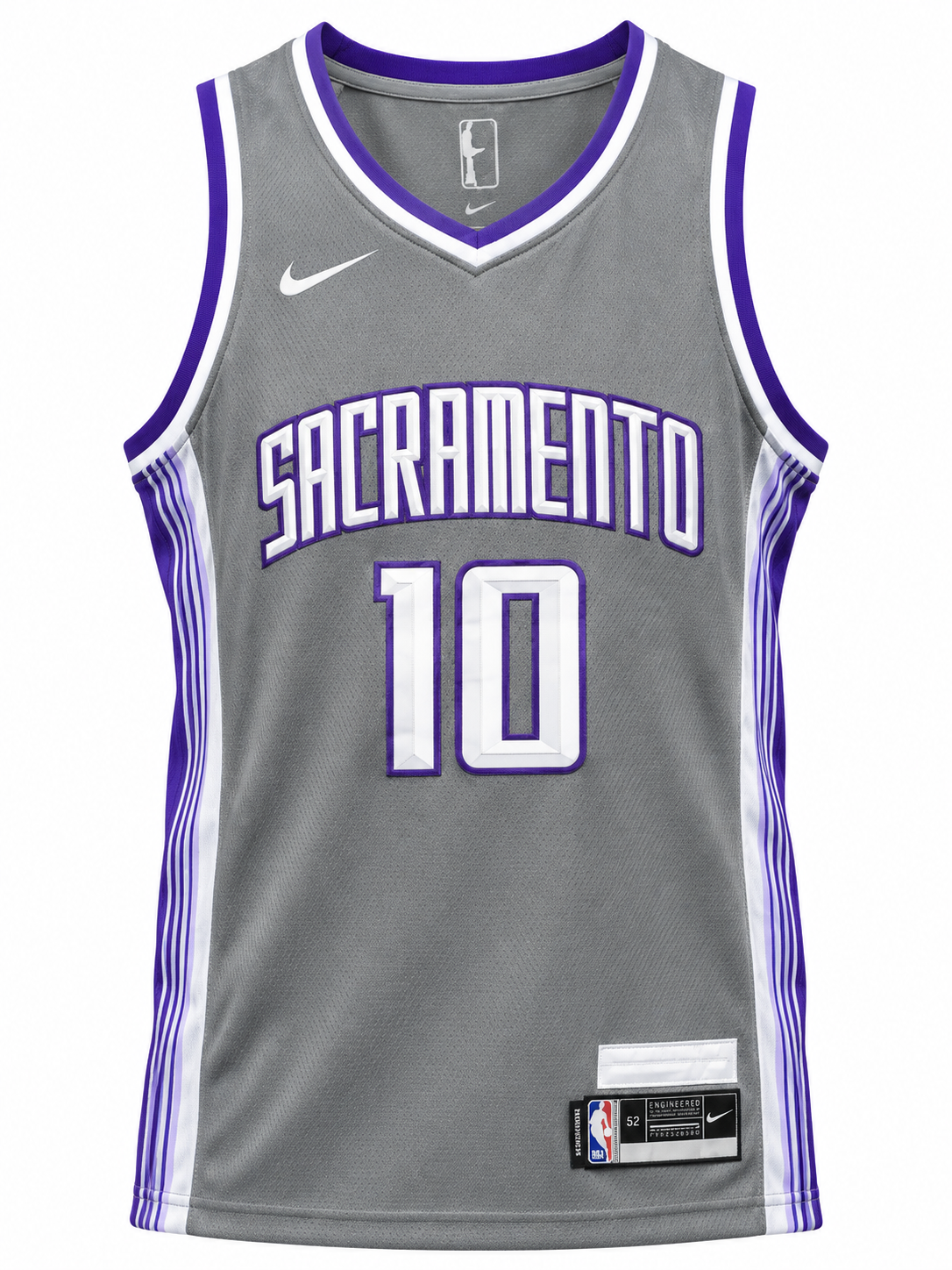 Esqueleto gris de Sacramento Kings con el 10, sin mangas