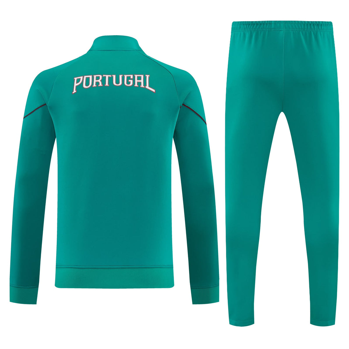 Espalda de la sudadera verde de Portugal con PORTUGAL en letras grandes