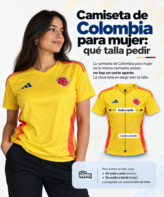 Camiseta de Colombia para mujer: qué talla pedir