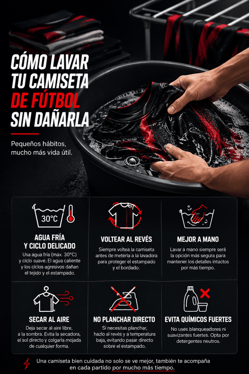 Cómo lavar tu camiseta de fútbol sin dañar el bordado ni el estampado - Velocity Savage