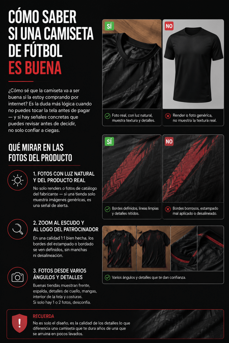 Cómo saber si una camiseta de fútbol es de buena calidad sin verla en persona - Velocity Savage