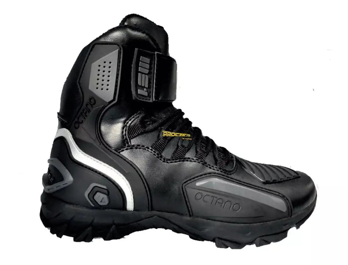 1Storm - Botas de moto para hombre, color gris, a prueba de agua, casuales,  botas para correr