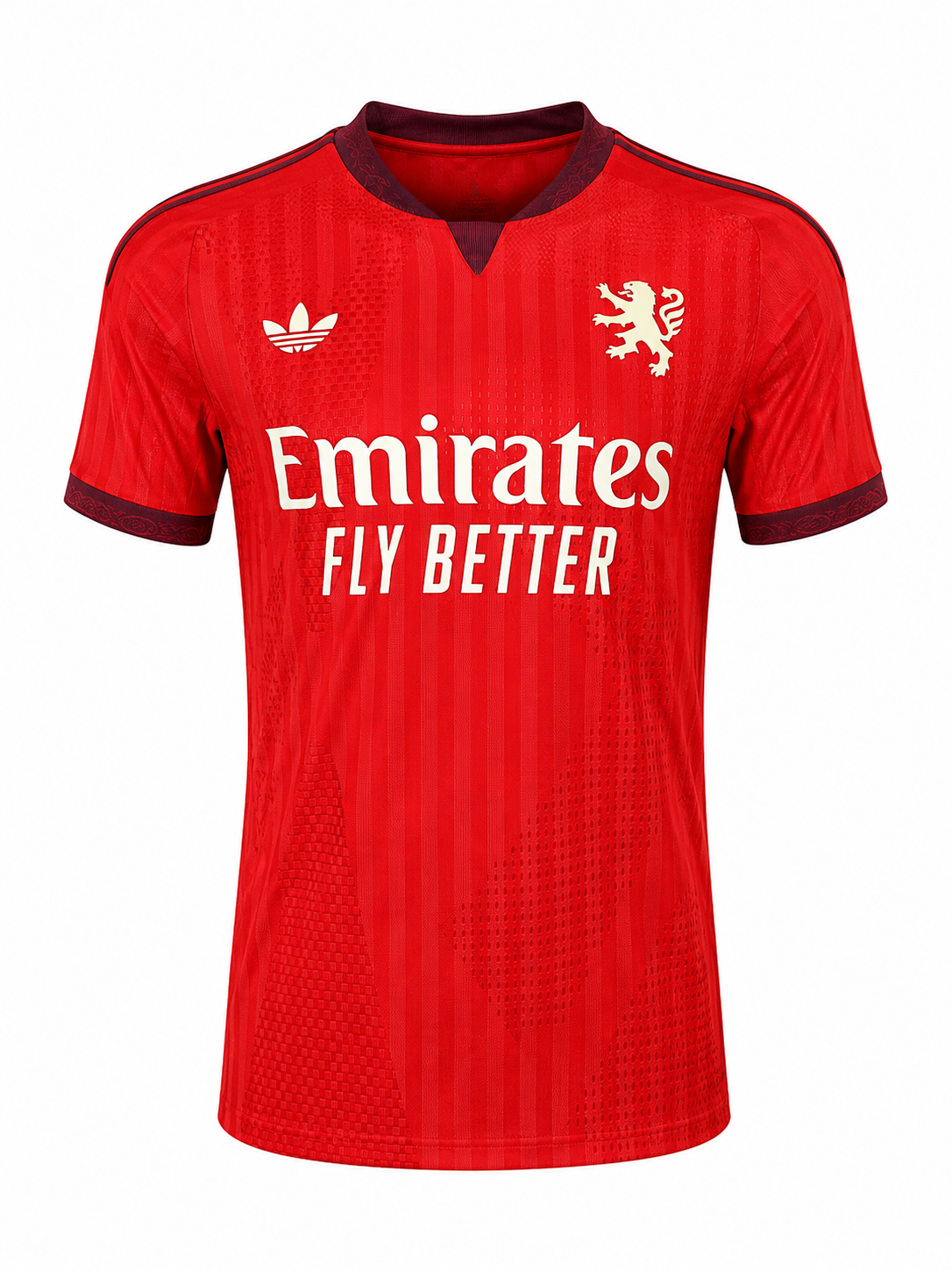 Camiseta Lyon 26-27 visitante roja con león termosellado