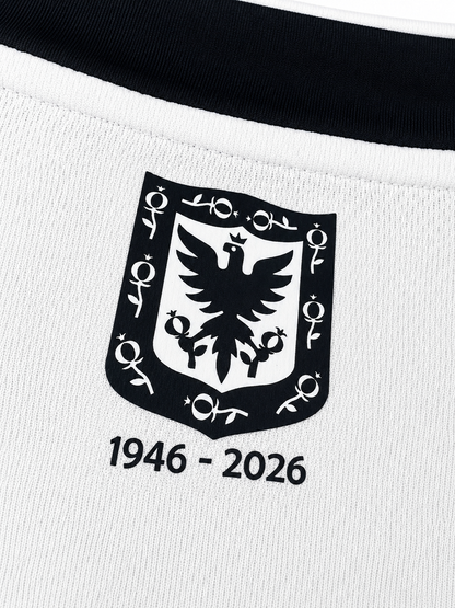 Camiseta Millonarios 80 años edición especial con escudo bordado